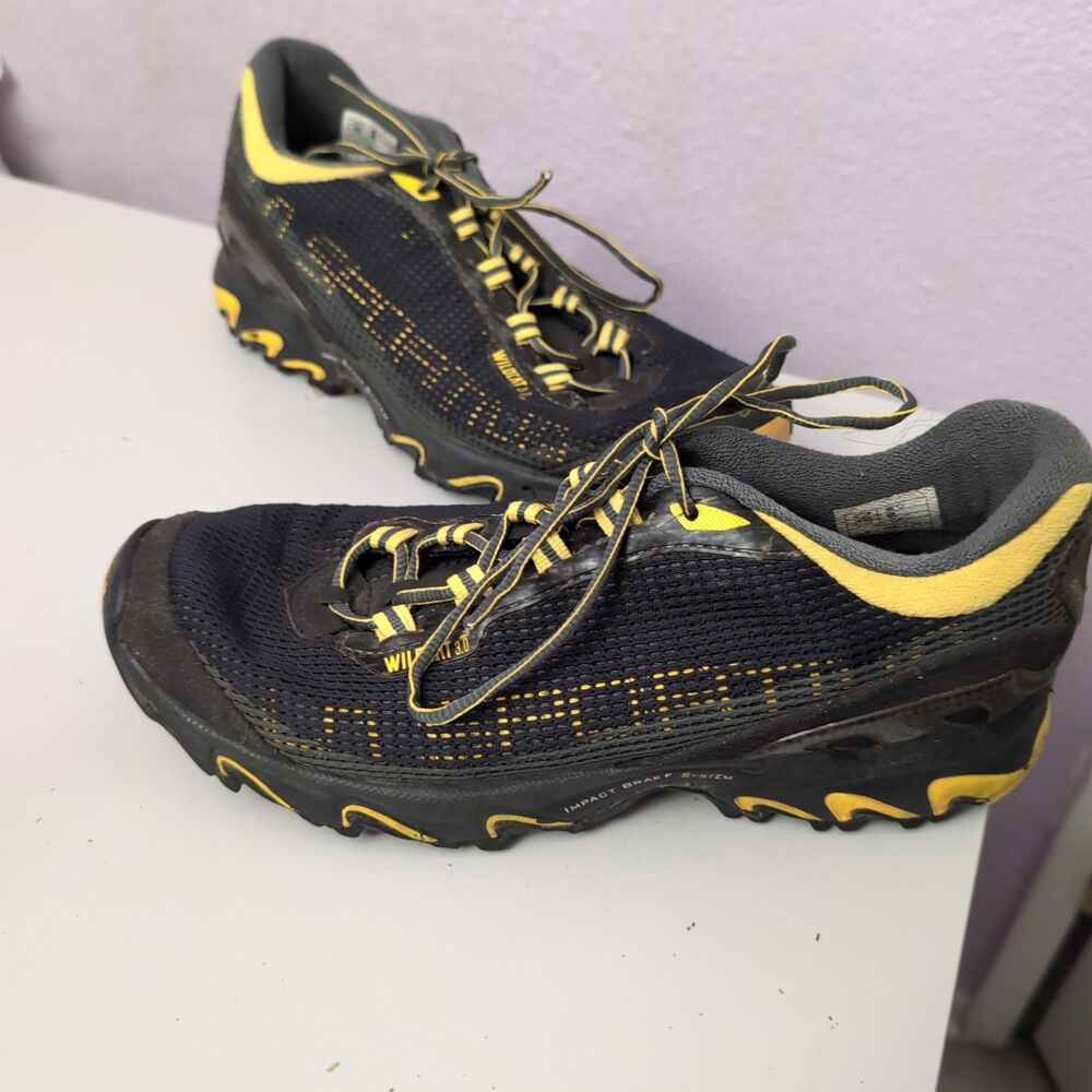 La Sportiva Wildcat 3.0 Trail Shoes Mens Size 10.5 Black/Yellow Hiking Trail
